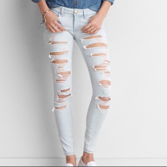 American Eagle Outfitters Denim - Distressed American Eagle Super Low Jegging